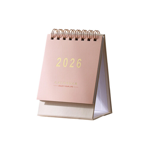 Creative Coil Bound 2026 Small Desktop Calendar Friendly-Pink
