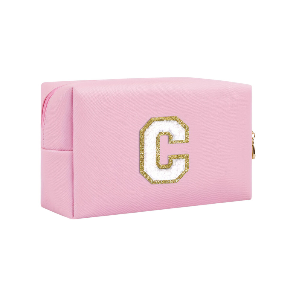 Fashionable PU Makeup Pouches Waterproof Cosmetic Bag-Pink C