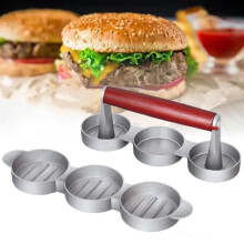 Burger Press Nonstick Mini 3Patty Slider Maker Mold for BBQ, Camping and Picnic