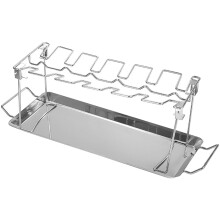 Rib Rack for Grill Smoker and Oven, Stainless Steel Rib Stand with Drip Tray and Double Handles