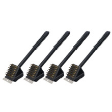 Stainless Steel BBQ Grill Brush 4 Piece Set Quick Residue Removal Long Handle Safe Reach