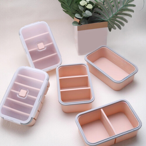 1/2/3/4/6 Compartments Soup Freezer Container with Lid-Pink 1 1
