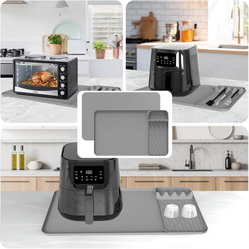Heatproof Silicone Mat For Kitchen Countertops Spill-Grey 2