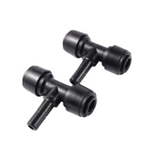 1/4 inch RO Quick Connect Fittings Tee Elbow Plug for Water Filter Aquarium Misting 2 Pcs Brown