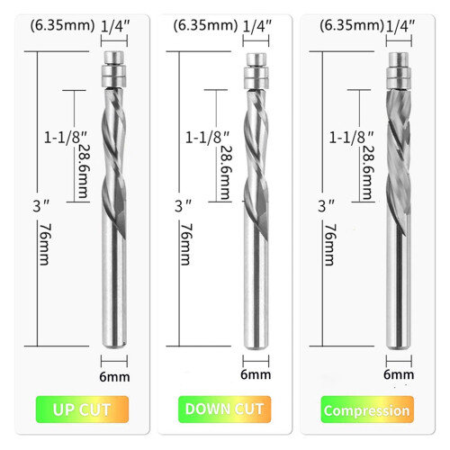6mm Shank Solid Helical Edged Trimming Router Bit Fit-Topspin 2