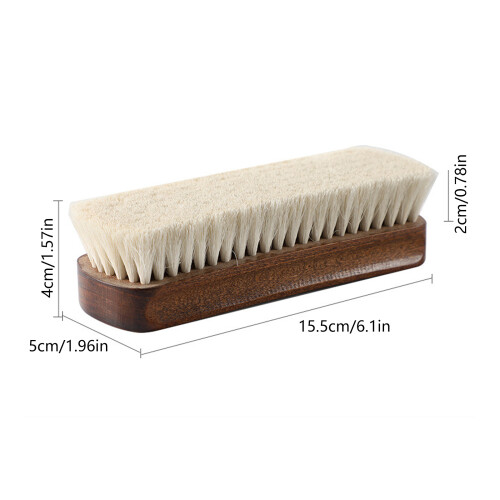 Wooden Handle Shoe Brush Natural Wool Bristles Efficiently 2