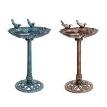 Outdoor Bird Bath, 28 Inch Lightweight Polyresin for Garden, Copper and Green