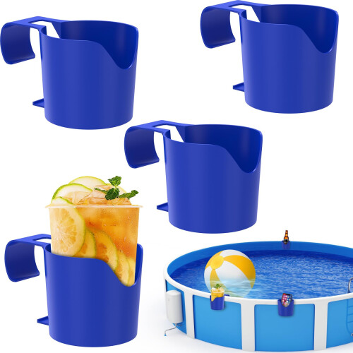 4 Pack Above Ground Pool Cup Holders Poolside Drink and Phone Holders with Drain Holes Stackable