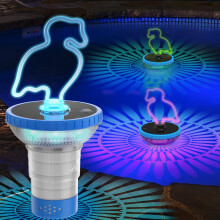 Floating Chlorine Dispenser Solar 2 in 1 with 3 LED Modes 5 3 inch Tablets for Pool Spa Hot Tub
