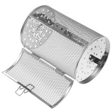 Air Fryer Rotisserie Basket Stainless Steel Mesh Drum with Easy Access Door for Oven and BBQ