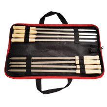 BBQ Skewers 8Piece Stainless Steel with Wooden Handles, 17.1 Inch Grill Tools Set for Camping