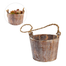 Hanging Planter, Rustic Wooden Plant Holder with Hemp Rope for Indoor Succulents and Air Plants
