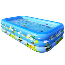 Inflatable Above Ground Pool, Rectangular 3 Rings with Air Pump, 3m Blue for Kids and Adults