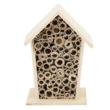 Wooden Mason Bee House and Bee Hotel for Solitary Bees, Outdoor Garden Pollination