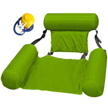 Pool Float Chair, Inflatable Pool Lounge Chair with BuiltIn Pump, Adjustable Backrest, Folds Flat
