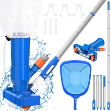 Handheld Above Ground Pool Vacuum Cleaner with 68 in 4Section Pole, Skimmer Net, Garden Hose