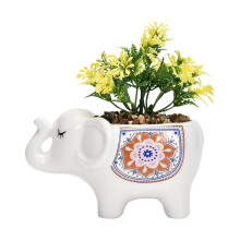 Succulent Planter Pots Ceramic Animal Design with Drainage Hole for Indoor Outdoor Plants White