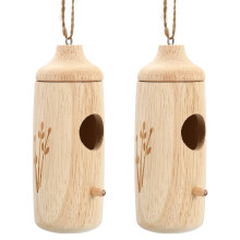 Hummingbird House Wooden Nest Swing for Outdoor Garden, Hanging, 2 Pack, Style 1, Hummingbird Nest