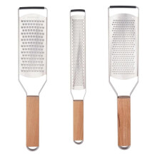 3PCS Professional Cheese Graters for Kitchen Stainless Steel Handheld, Metal Lemon Zester Grater with Wood Handle