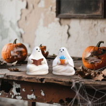 2pcs/Reading Resin Statue - Outdoor Gardening Decoration - Home Decoration Statue - Halloween Festival Gift