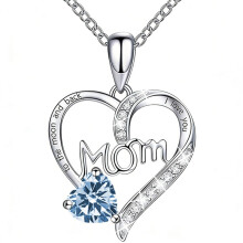 (【March】Light Blue Diamond, Gold color) New Fashion Heart 12 Birthstone CZ Necklace, Holiday Gift Choker