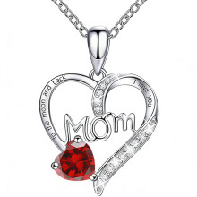 (【January】 Red Diamond, Gold color) New Fashion Heart 12 Birthstone CZ Necklace, Holiday Gift Choker