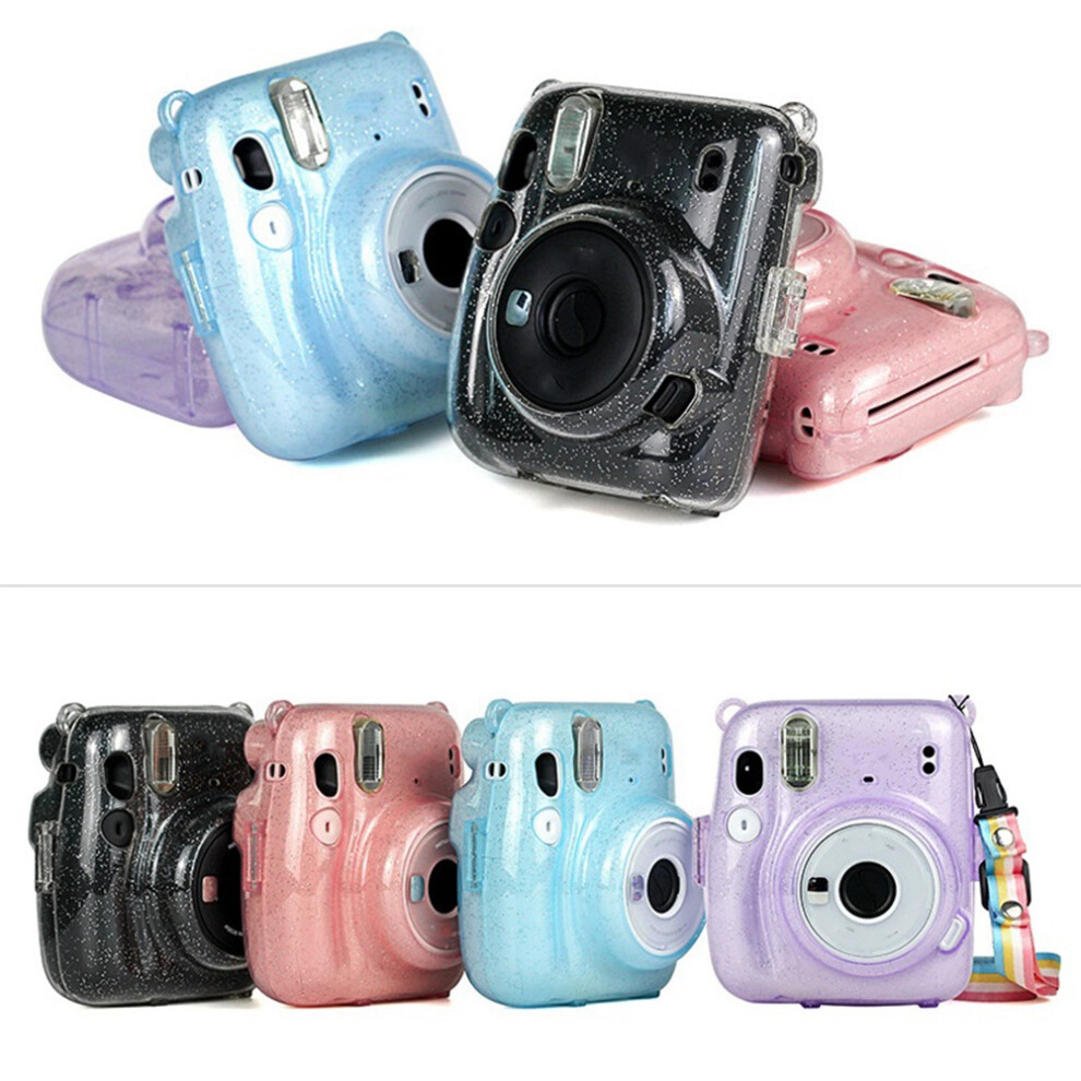 Transparent Camera Bag Glitter Crystal Hard Shell With Detachable Shoulder Strap For Instax 11 () 6033268274474