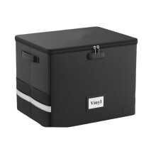 Vinyl Record Storage Box with Lock,Fireproof&Water Resistant Record Organizer Storage for 100+ Single Records