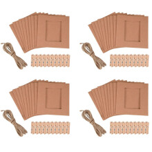 40 Pcs Paper Photo DIY Wall Picture Hanging Frame Album Rope Clip Set Home Decor 3inch Brown