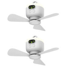 2X USB Rechargeable Large Wind Ceiling Fan Removable Blades Night Lamp Lighting 8000mAh Capacity Household Outdoor Fan