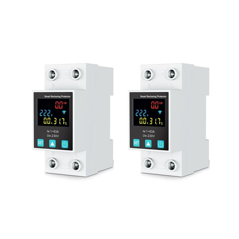 2X Zigbee Tuya Life 2P/63A Circuit Breaker Earth Leakage Over Under Voltage Protection Protector 6033268243982