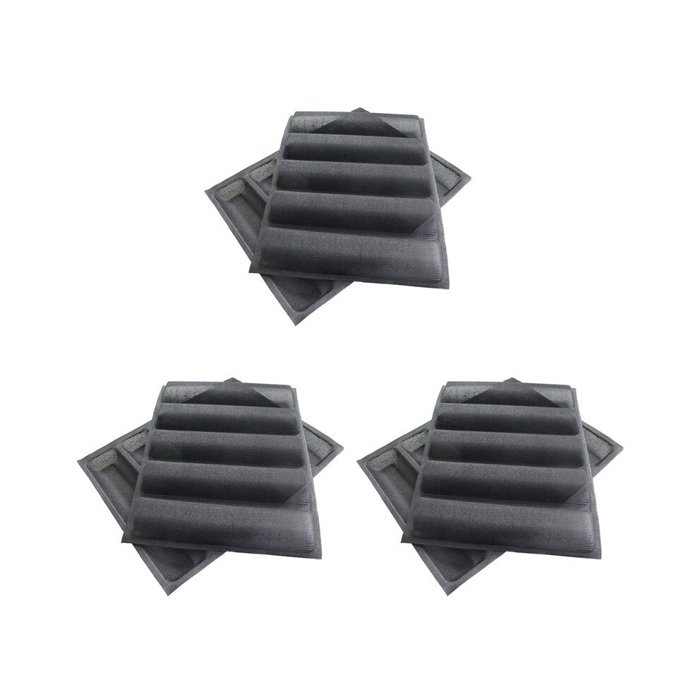 Semoic 6Pcs Silicone Perforated Baking Forms Sandwich Mold French Baguette Bread Pan Food Mat 5 Loaf Non-Stick Baking Liners