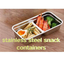 2pcs Snack Containers Reusable, Stainless Steel Double Compartment Container, Leakproof&Airtight Food Storage