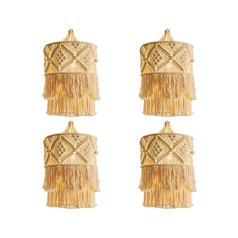 Semoic 4X Handmade Wall Lampshade Bohemia Macrame Boho Decor Handcraft Tassel Background Headboard