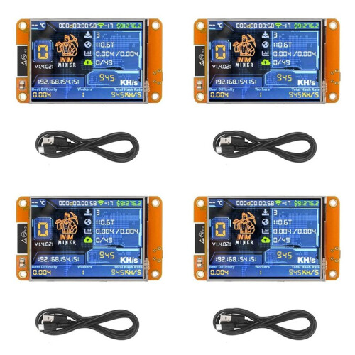 4X NMiner NerdMiner 945KH/S Harshrate 2,8 Polegadas  Display Bitcoin Crypto Solo Lottery Miner NerdMiner Atualizado