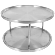Spice Rack Plateau D'Organisateur en Acier Inoxydable 360 Degré Platine Vinyle Rotative 2 Stand pour Table de Salle À Manger Comptoirs de Cuisine