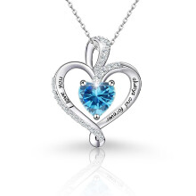 (【December】 Blue Diamond, Rose gold) Classic Elegant Women's New S925 Sterling Silver 12 Birthstone Heart Pendant Necklace