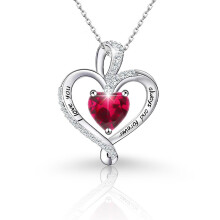 (【July】Rose Diamond, Rose gold) Classic Elegant Women's New S925 Sterling Silver 12 Birthstone Heart Pendant Necklace