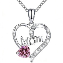 (【October】 Pink Diamond, Gold color) New Fashion Heart 12 Birthstone CZ Necklace, Holiday Gift Choker