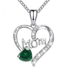 (【May】 Green Diamond, Gold color) New Fashion Heart 12 Birthstone CZ Necklace, Holiday Gift Choker