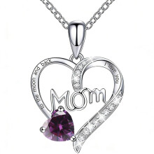 (【February】Purple Diamond, Rose gold) New Fashion Heart 12 Birthstone CZ Necklace, Holiday Gift Choker