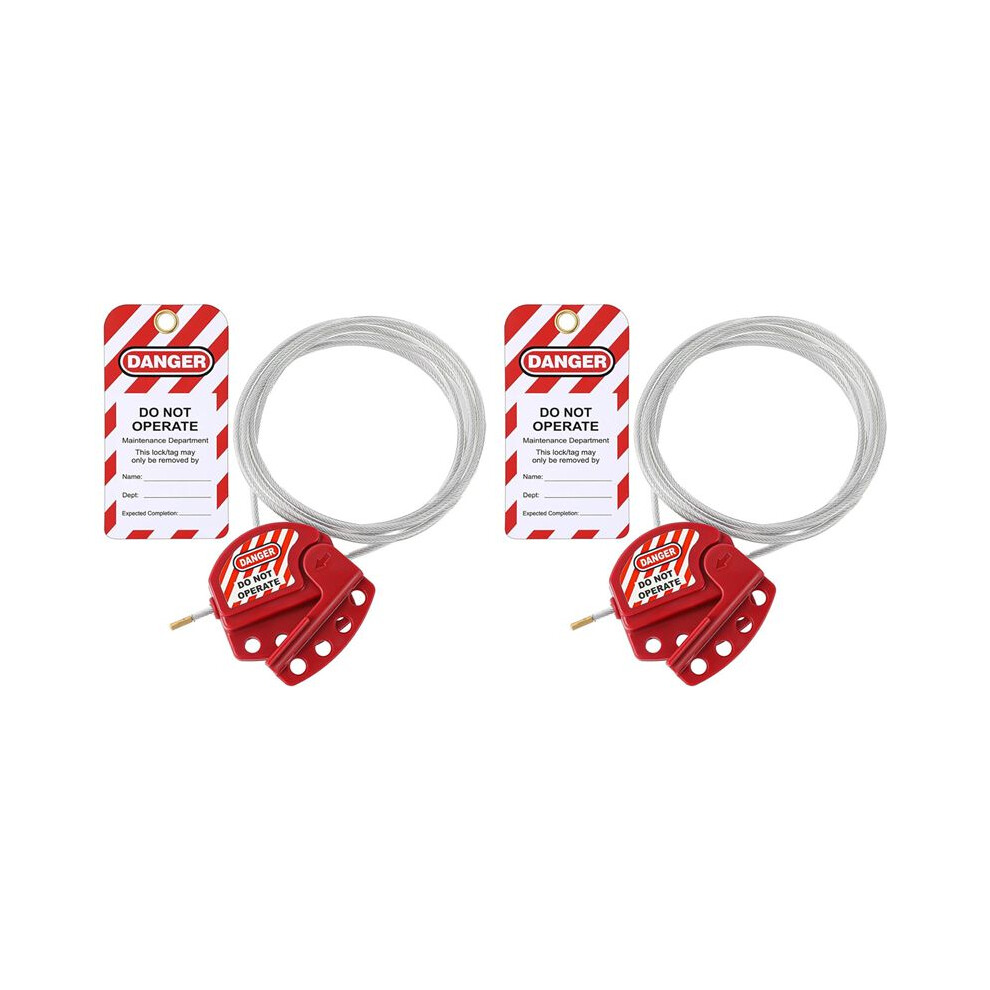 2X Lockout Tag Cable Lock Adjustable Cable Lock Vinyl Coated Steel Cable Lock For Equipment Maintenance And Repair 4711824164132