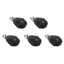 5X High Load Sheave Block Universal- Single Pulley Swivel Shackle Sailboat Plain Bearing Block Rope Runner
