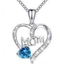 (【December】 Blue Diamond, Gold color) New Fashion Heart 12 Birthstone CZ Necklace, Holiday Gift Choker