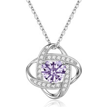 (【June】Light Purple Diamond, Rose gold) Women's New Eternal Heart S925 Sterling Silver Double Layer Necklace, 12 Birthstone Pendant Choker