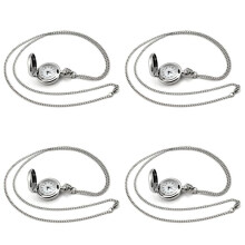 4X Couple Models Classic Fashion Retro Quartz Small Silver Lotus Flower Pocket Watch