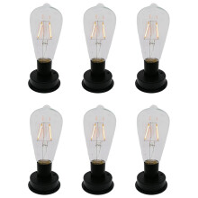 6Pc Solar LED Tungsten Filament Bulb Lamp 2800K Automatic Light Sensors Fence Night Lights for Garden Lamp(8.5cm)