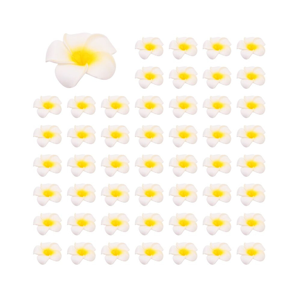 Semoic White 800Pcs Foam Hawaiian Frangipani Artificial Plumeria Flower Petals Cap Hair Hat Wreath Diy Wedding Decoration 5Cm