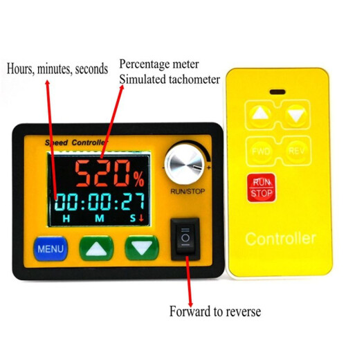 Forward Reverse 0- Adjustable  6-55V 20A  Motor Speed Controller PWM 12V 24V 48V Remote Control 2