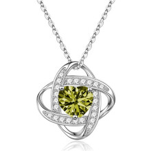 (【August】Light Green Diamond, Gold color) Women's New Eternal Heart S925 Sterling Silver Double Layer Necklace, 12 Birthstone Pendant Choker